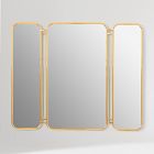 Open Box: Trifold Metal Bath Mirror (34.25"W x 8.25"H) - Antique Brass