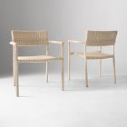 Open Box: Westport Wicker Slim Profile Outdoor Stacking Dining Arm Chair, Set of 2 - Seashore