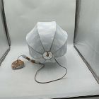 Open Box: Cloud Linen Pendant ( 20"Dia) - Cambria Cloud Shade, Light Bronze Base