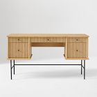 Open Box: Elora Storage Desk (55") - Blonde, Matte Black
