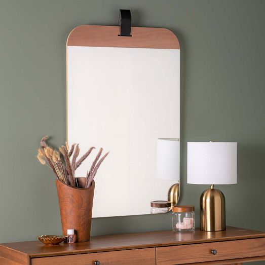 Frameless Wood Accent Wall Mirror w/ Strap by West Elm