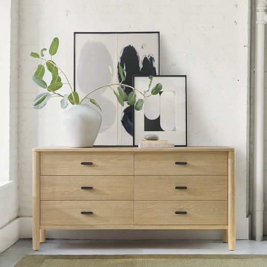 waterfall dresser Art Deco Highboy  Sunbeam Vintage The legs have elegant curved front edges that gracefully present the top surface Modern Waterfall 6-Drawer Dresser (62")