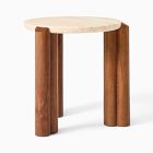 Travertine Solid Wood Side Table (23")