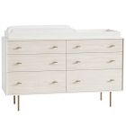 Modernist 6-Drawer Wide Dresser with Removable Topper (56") - White