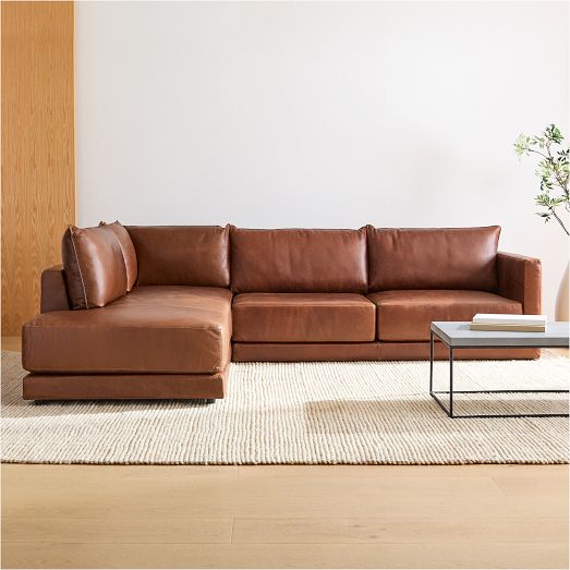 Melbourne Leather 2-Piece Bumper Chaise Sectional (116"-126") by West Elm