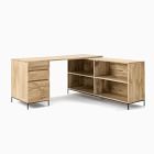 Industrial Solid Wood Modular Desk (64") w/ File Cabinet &amp; Bookcase