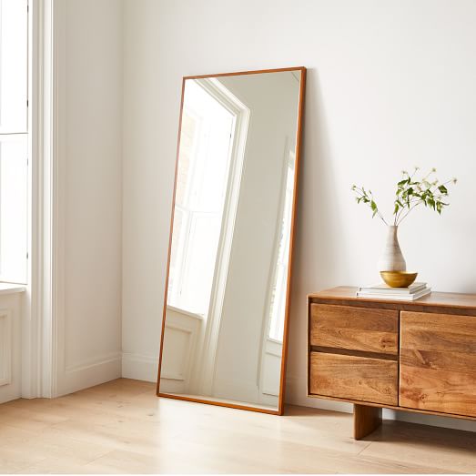 Thin Wood Floor Mirror by West Elm