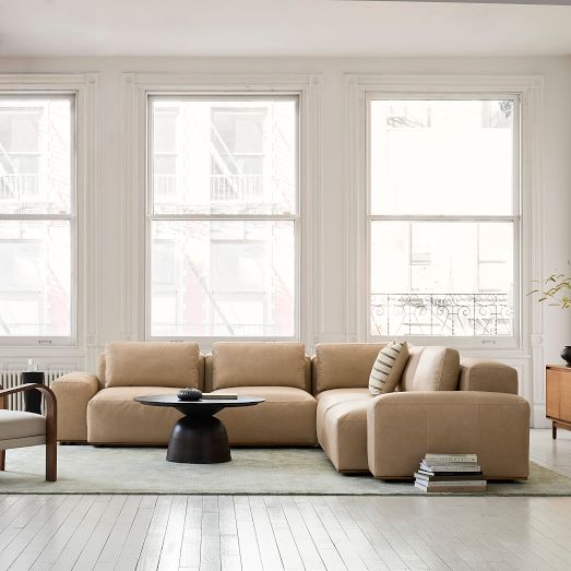 Quinten Leather 5-Piece L-Shaped Chair Sectional (126") by West Elm