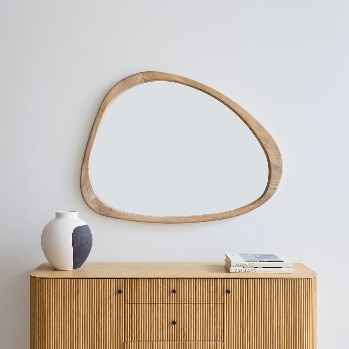 鏡 journalstandardFurniture OLD ELMMIRROR Mid-Century Asymmetrical Wood Wall Mirror | West Elm
