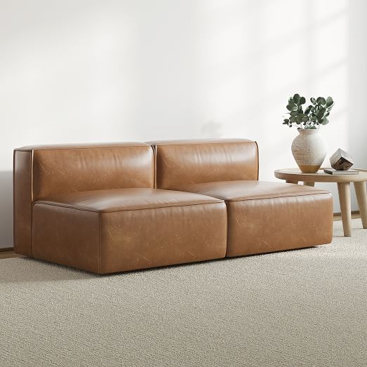 Remi Leather 2-Piece Armless Sofa (72") by West Elm