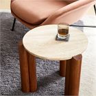 Travertine Solid Wood Side Table (23")
