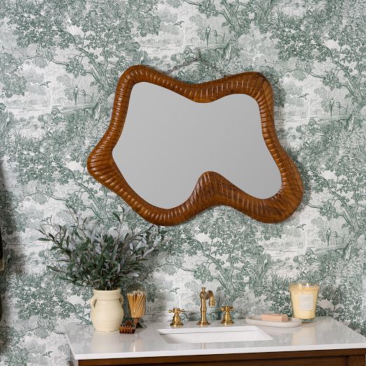 Carved Wood Irregular Mirror by West Elm