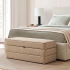 Tuck Storage Bench w/ Vegan Leather Piping (58")