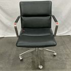 Open Box: Cooper Mid-Century Office Chair - Ludlow Leather Black, Brushed Stainless Steel