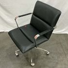 Open Box: Cooper Mid-Century Office Chair - Ludlow Leather Black, Brushed Stainless Steel