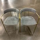 Open Box: Lenox Dining Chair, Set of 2 - Performance Distressed Velvet Pewter, Blackened Brass