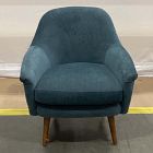 Open Box: Phoebe Mid-Century Chair - Performance Distressed Velvet Lagoon, Pecan