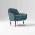 Open Box: Phoebe Mid-Century Chair - Performance Distressed Velvet Lagoon, Pecan