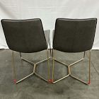 Open Box: Slope Dining Chair, Set of 2 - Vegan Leather Cinder, Champagne Bronze