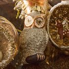 Glass Glitter Owl Ornament