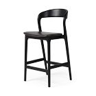 Scooped Ash Wood Leather Stool