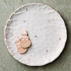 Holiday Skiers Stoneware Figural Round Platter