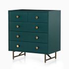 Open Box: Lilia Tall 5-Drawer Dresser (33") - Juniper Green, Aged Brass