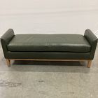 Open Box: Harvey Leather Bench (59"W) - Saddle Leather Banker, Natural Oak