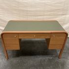 Open Box: Bristol Waterfall Desk (52") - Faux Leather Green, Light Nutmeg