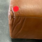 Open Box: Novak Leather 3 Seater Banquette with Vertical Channel Tufting (75") -  Statesville Caramel, Walnut Leg