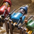 Wood Skier Ornaments