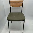 Open Box: Alessio Woven Back Dining Chair - Weston Leather Sage, Textured Antique Bronze