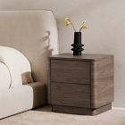 Rina Curved Oak 2-Drawer Pedestal Nightstand (20")