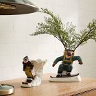 Figural Skier and Snowboarder Tabletop Planters