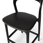 Scooped Ash Wood Leather Stool
