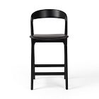 Scooped Ash Wood Leather Stool