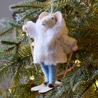 Felt Skiing Mouse Ornament - Blue