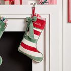 Red &amp; Green Striped Velvet Stocking