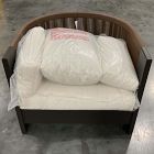 Open Box: Porto Aluminum Outdoor Lounge Chair - Dark Bronze, Brown Cord, Slub Weave Shore