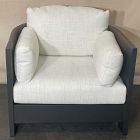 Open Box: Porto Aluminum Outdoor Lounge Chair - Dark Bronze, Brown Cord, Slub Weave Shore