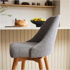 Mid-Century Upholstered Swivel Counter Stool - Wood Legs