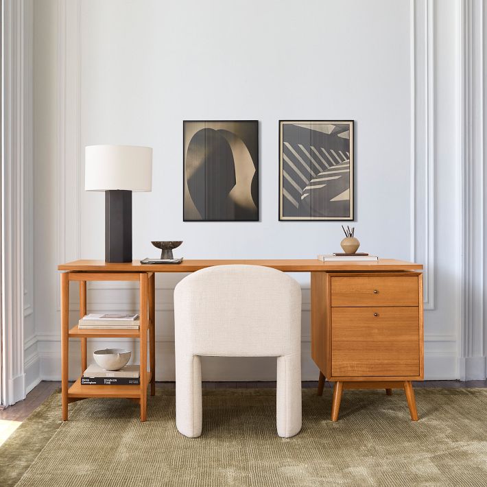 Mid-Century Modular Desk w/ File Cabinet (70