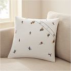 Embroidered Skier Pillow Cover