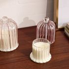 Striped Cloche Candles - Charred Plum