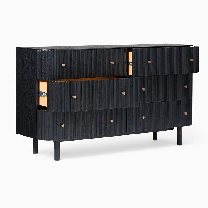 west elm black dresser Ellington 6-Drawer Dresser, Black, Champagne Bronze, Color:LIGHT-PINK pastel Milumia Women's Corduroy Overalls Drawers feature English Dovetail