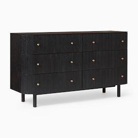 Ellington 6-Drawer Dresser, Black, Champagne Bronze, West Elm