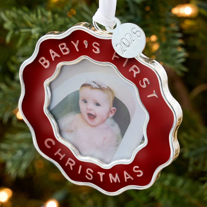 Baby's First Christmas Squiggle Frame Ornament | West Elm