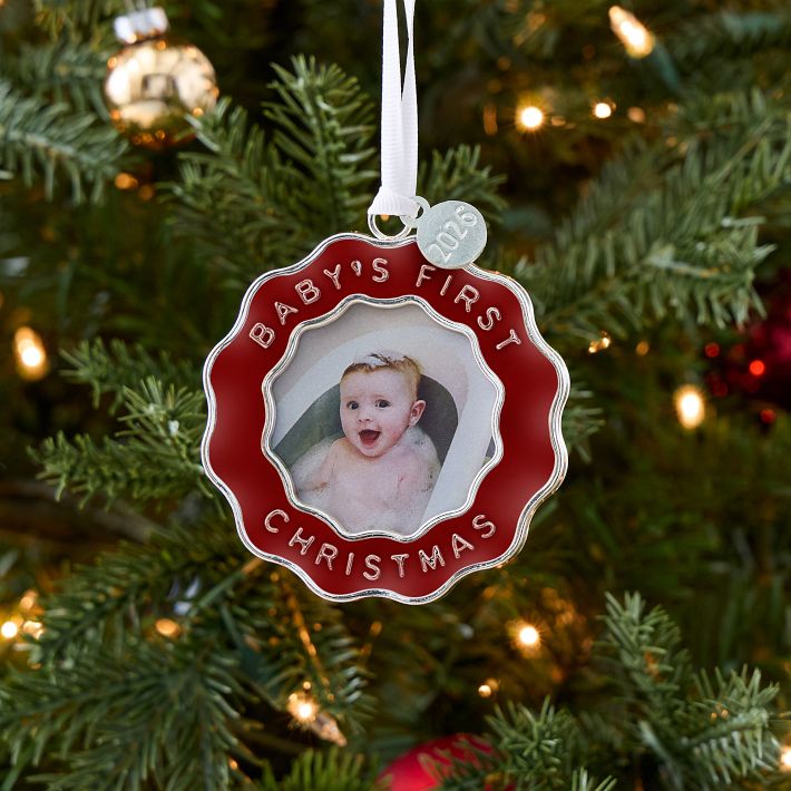 Baby's First Christmas Squiggle Frame Ornament | West Elm