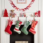 Red &amp; Green Striped Velvet Stocking