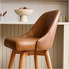 Mid-Century Leather Swivel Counter Stool - Wood Legs